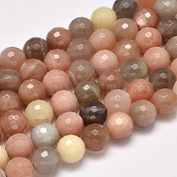 Brins de perles rondes à facettes multi-pierres de lune naturelles de grade aa, 8mm, Trou: 1mm, Environ 48 pcs/chapelet, 15.5 pouce