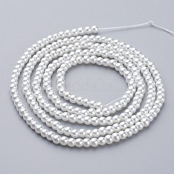 Glass Pearl Beads Strands, Pearlized, Round, White, 4~5mm, Hole: 1mm, about 200pcs/strand, 30.71 inch(78cm)
