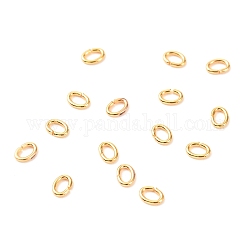 Ottone anelli di salto aperto, placcato di lunga durata, ovale, vero placcato oro 18k, 21 gauge, 4x3x0.7mm, diametro interno: 1.5x2.5mm