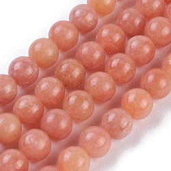 Natürliche Pfirsich Calcit Perlen Stränge, Runde, 10 mm, Bohrung: 1 mm, ca. 38~40 Stk. / Strang, 15.3 Zoll ~ 15.75 Zoll (39~40 cm)