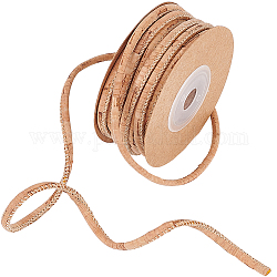 コルクウッドテープ  衣料品用木目リボンコルクロープ  ラウンド  淡い茶色  1/8インチ（3mm）  約6.56ヤード（6m）/ロール