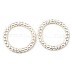 Dijes de conector de perlas de imitación de abs, enlaces de anillo, blanco, 38.5x5mm