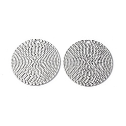 304 Stainless Steel Pendants, Flat Round Charm, Stainless Steel Color, 29.5x1mm, Hole: 1.8mm