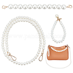 Wadorn 3 piezas 3 correas de monedero de perlas de imitación de resina de estilo, con broches de aleación, la luz de oro, 11~87 cm, 1pc / estilo