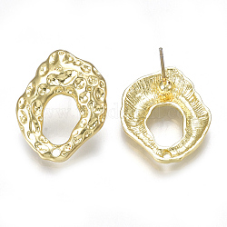 Alloy Stud Earring Findings, with Loop, Steel Pins, Light Gold, 22x18mm, Hole: 1.4mm, Pin: 0.7mm