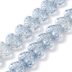 Chapelets de perles en verre transparent électrolytique, cœur, bleu acier clair, 13x15mm, Trou: 1.2mm, Environ 50 pcs/chapelet, 25.59'' (65 cm)