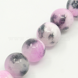 Chapelets de perles en jade persan naturel, teinte, ronde, chardon, 6mm, Trou: 1mm, Environ 62 pcs/chapelet, 16 pouce