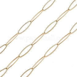 304 Stainless Steel Horse Eye Link Chains, Unwelded, with Spool, Golden, 20.5x6x1mm, about 32.81 Feet(10m)/Roll