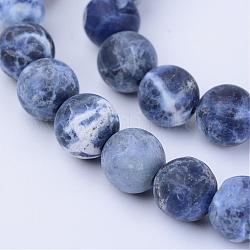 Chapelets de perles en sodalite naturelle, mat, ronde, 6~6.5mm, Trou: 1mm, Environ 63 pcs/chapelet, 15.5 pouce