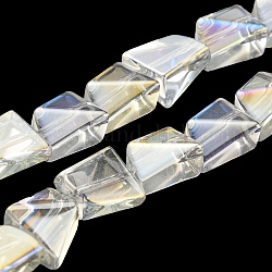 AB-farbig plattierte, galvanisierte transparente Glasperlenstränge, facettierte Polygon, klar ab, 8x7x5 mm, Bohrung: 1 mm, ca. 80 Stk. / Strang, 25.04 Zoll (63.6 cm)