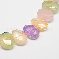 Natural Mixed Stones Nuggets Strands, Faceted, 19~21x14~16x7mm, Hole: 1mm, about 26pcs/strand, 15.7 inch