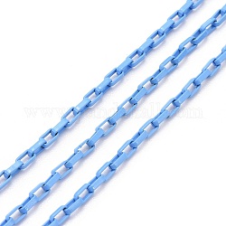 Spray Painted Brass Cable Chain, with Spool, Unwelded, Light Sky Blue, 3.5x2x1mm, 32.8 Feet(10m)/roll