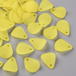 Transparent Frosted Acrylic Pendants, Petaline, Yellow, 17x14x2.5mm, Hole: 1.8mm, about 2330pcs/500g