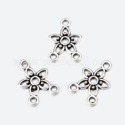 Chandelier Component Links, 3 Loop Connectors, Lead Free and Cadmium Free, Alloy, Star, Antique Silver, about 17.5mm long, 12mm wide, 2mm thick, hole: 1.5mm