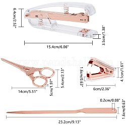 Office Tool Sets, with Transparent Spring Powered Desktop Stapler, Iron Claw Staple Remover, Stainless Steel Scissors & Envelope Opener, Rose Gold