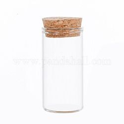 Mini contenedores de cuentas de botella de vidrio de borosilicato alto, deseando botella, con tapón de corcho, columna, Claro, 6x3 cm, capacidad: 25ml (0.85fl. oz)