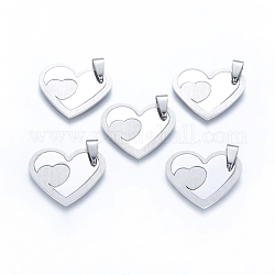 Stainless Steel Love Heart Pendants for Valentine's Day, about 28mm wide, 24.5mm long, 1mm thick, hole: 4mm