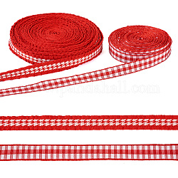 20 Yard 2 Stile Polyester-Jacquardband, Tartanband und Vogelband, rot, 3/8 Zoll (10 mm), 10 Yards/Stile