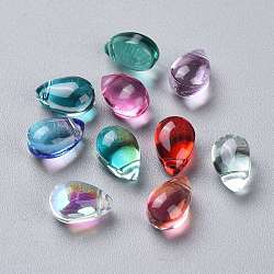 Transparent Glass Beads, Top Drilled Beads, Teardrop, Mixed Color, 9x6x5mm, Hole: 1mm