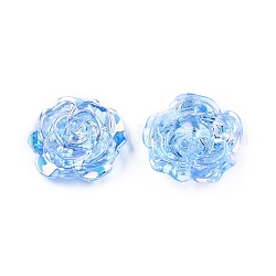 Cabujones de plástico abs transparente, flor, luz azul cielo, 19.5x7.5mm
