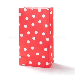 Rettangolari sacchetti di carta kraft, nessuna maniglia, sacchetti regalo, motivo a pois, rosso, 13x8x24cm