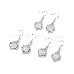 Boucles d'oreilles pendantes vase en cristal de quartz naturel, bijoux en laiton platine pour femme, 40mm, pin: 0.5 mm