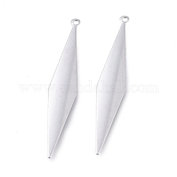 304 Stainless Steel Pendants, Laser Cut, Rhombus, Stainless Steel Color, 46x8x1mm, Hole: 1.5mm