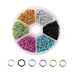 6 couleurs anneaux de jonction ouverts en fil d'aluminium, couleur mixte, 20 jauge, 6x0.8mm, diamètre intérieur: 4.4 mm, à propos 180pcs / couleur, 1080 pcs / boîte