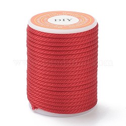 Cordones trenzados de poliéster, para hacer joyas, rojo, 1.5mm, alrededor de 4.37 yarda (4 m) / rollo