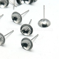 Accessoires de puces d'oreilles en 304 acier inoxydable, couleur inoxydable, 8x2.5mm, pin: 0.7 mm