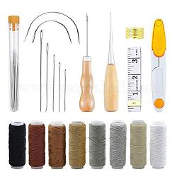 Набор инструментов для работы с кожей, включая швейные иглы, вощеная нить, ножницы, шило, рулетка и швейный наперсток, для поделки из кожи, разноцветные, 29 шт / комплект