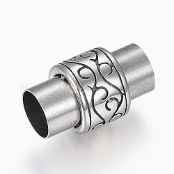 304 chiusura magnetica in acciaio inossidabile con estremità incollate, colonna, argento antico, 20x12mm, Foro: 8 mm
