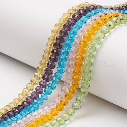 Chapelets de perles en verre, facette, rondelle, couleur mixte, 8x6mm, Trou: 1mm, Environ 65~68 pcs/chapelet, 15.7~16.1 pouce (40~41 cm)