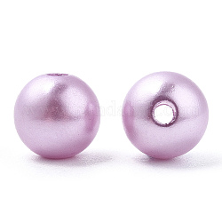Perles d'imitation en plastique ABS peintes à la bombe, ronde, Prune, 8x9.5mm, Trou: 1.8mm, environ 2080 pcs / 500 g