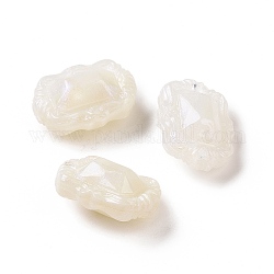Perles acryliques opaques, perles de paillettes, ovale, floral blanc, 18.5x13.5x9mm, Trou: 1.8mm, environ 515 pcs/500 g