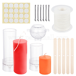 Olycraft DIY Candle Making Tools, with Plastic Candle Molds, Eco-Friendly Candle Wick, Iron Hair Bobby Pins Simple Hairpin, Paper Stickers and Birch Wood Craft Ice Cream Sticks, Clear, 4.5x6.1x4.6cm, 1pc