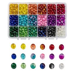 Transparent Crackle Glass Beads, Oval, Mixed Color, 8x5.5~6mm, Hole: 1mm, 18 colors, 55pcs/color, 990pcs/box