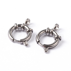 304 Stainless Steel Smooth Surface Spring Ring Clasps, Stainless Steel Color, 12x2.5mm, Hole: 3mm