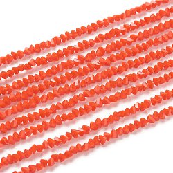 Filo di perline in vetro, vetro d'imitazione di giada, sfaccettato, poligono, arancio rosso, 2.5x2.5x2.5mm, Foro: 0.7 mm, circa 150pcs/filo, 13.39'' (34 cm)