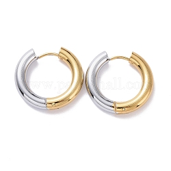 Двухцветные серьги-кольца из нержавеющей стали 304 для женщин, золотые и нержавеющая сталь цвет, 6 датчик, 21x22x4 мм, штифты : 1 мм