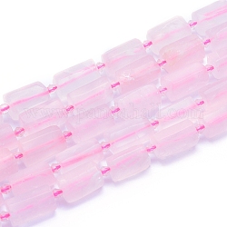 Hebras naturales de cuentas de perlas de cuarzo rosa, facetados, columna, 13~18x7~10.5mm, agujero: 1 mm, aproximamente 19~21 pcs / cadena, 15.16 pulgada (38.5 cm)
