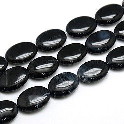 Ágata rayada natural / hebras de cuentas de ágata oval con bandas, teñido, negro, 20x15x8mm, agujero: 2 mm, aproximamente 20 pcs / cadena, 15.74 pulgada