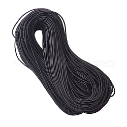 Cordon elástico redondo, con poliéster en el exterior y caucho en el interior para hacer pulseras de collar, negro, 2mm, alrededor de 87.48~98.42 yarda (80~90 m) / paquete