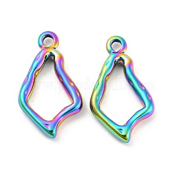 304 Stainless Steel Pendants, Teardrop Charms, Rainbow Color, 21x12x2.5mm, Hole: 1.8mm