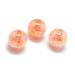 Perline in acrilico stile crackle, colore ab, colore all'interno, tondo, arancione scuro, 18mm, Foro: 4 mm, circa 150pcs/500g