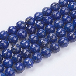 Lapislázuli natural (pegamento de color relleno) cordones de perlas, aa grado, redondo, 8mm, agujero: 0.8 mm, aproximamente 49 pcs / cadena, 15.3 pulgada