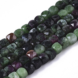 Natural Ruby in Zoisite Bead Strands, Faceted, Cube, 4~4.5x4~4.5x4~4.5mm, Hole: 0.8mm, about 100pcs/strand, 15.35 inch(39cm)