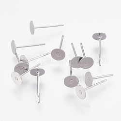 304 Stainless Steel Stud Earring Findings, Stainless Steel Color, 12x5mm, Pin: 0.7mm