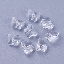 Perle di vetro trasparente, sfaccettato, farfalla, chiaro, 8x10x5.5mm, Foro: 1 mm
