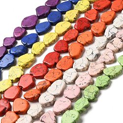 Fili di perline tinte turchesi sintetiche, pepite, colore misto, 22~32x19~26.5x6~10mm, Foro: 1.2 mm, circa 15~16pcs/filo, 15.83~16.34'' (40.2~41.5 cm)